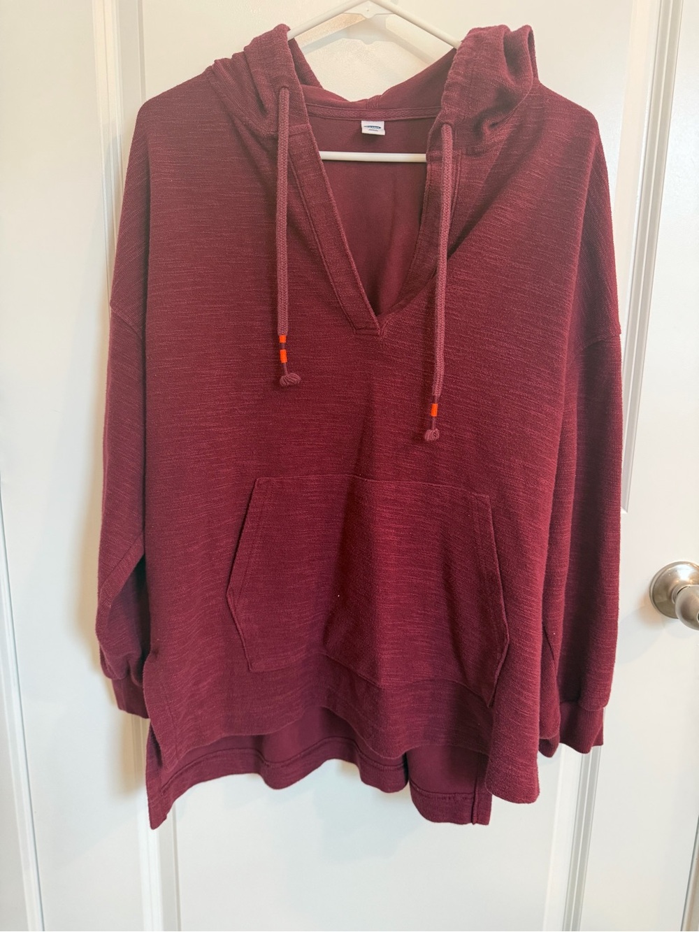 Old Navy V-Neck Hooded Pullover in Bright Lime & Maroon - Picture 2 of 8